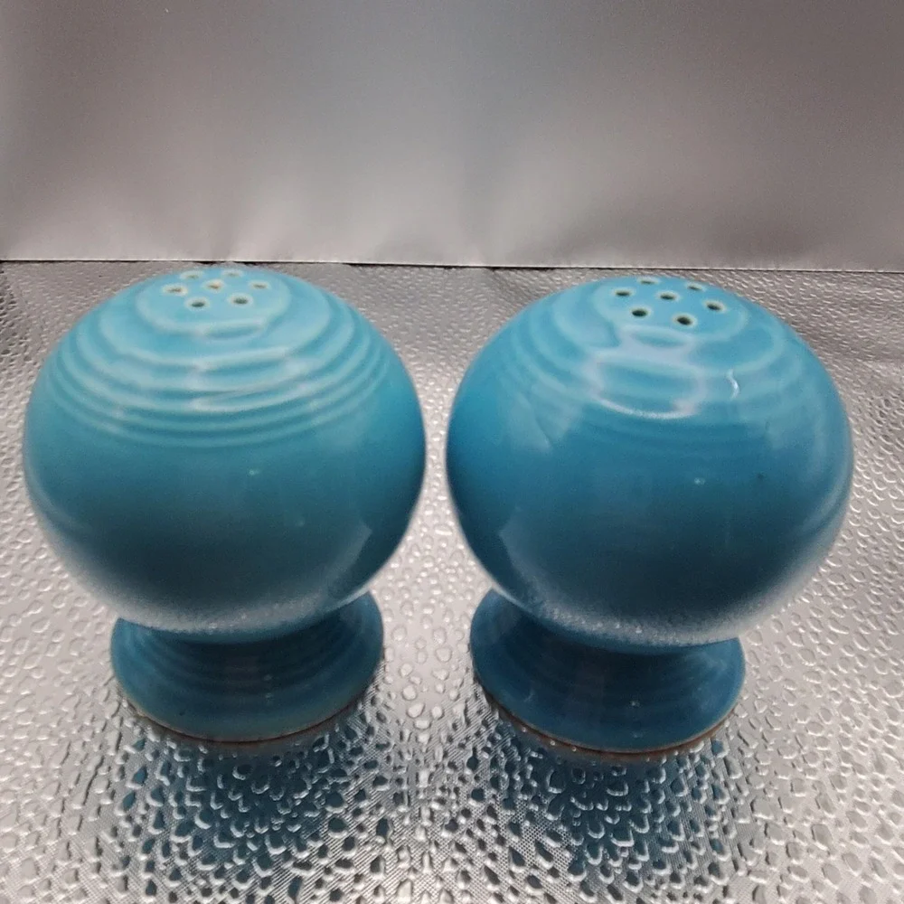 Fiesta Turquoise Salt and Pepper Shakers Set Fiestaware Ceramic Blue 2.25in